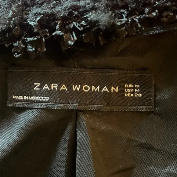 Zara Black Tweed Military Style Open Jacket, size M - Picture 8 of 9